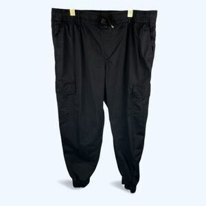 Tommy Hilfiger Women's Black Cargo Ankle Jogger Cotton Canvas Large